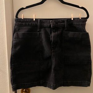 Washed Black Denim Skirt